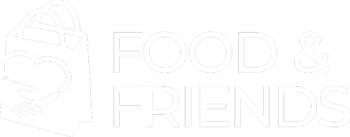 Food and Friends logo in white