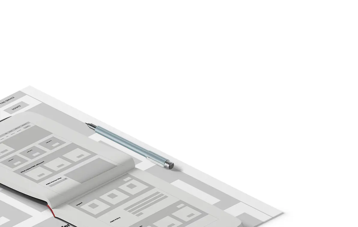 Image showing the wire framing process of building the FIMC website
