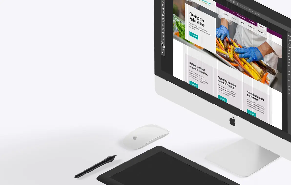 Image showing the design process of the new FIMC website