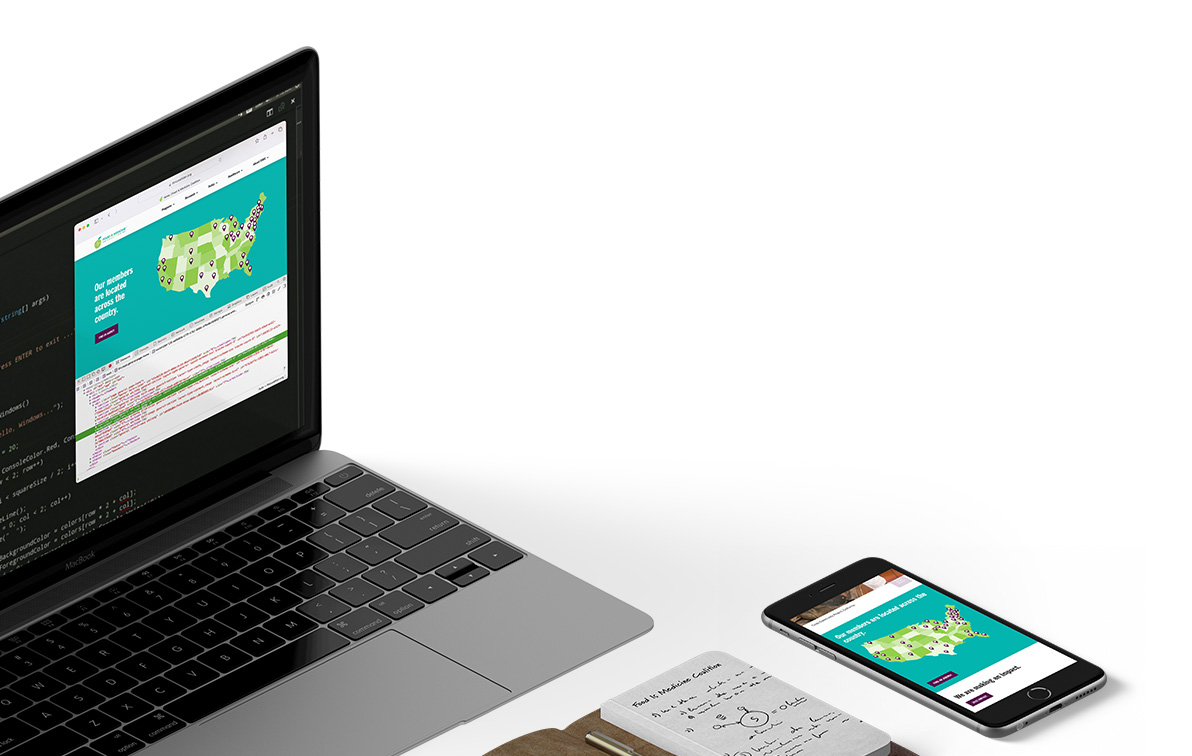 Laptop and phone showing the process of developing the new FIMC website
